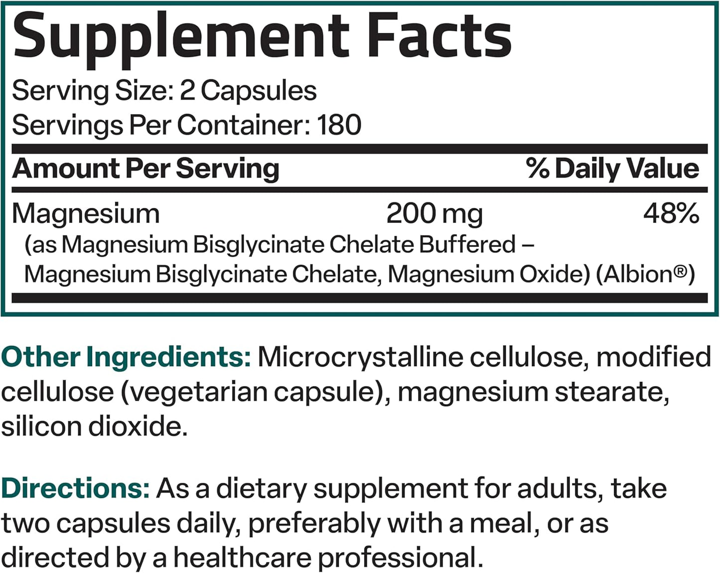 High Absorption Bronson Magnesium Glycinate 200 MG Chelated Capsules - 360 Vegetarian, Non-GMO, Gentle on Stomach