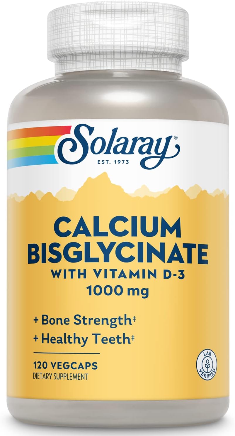 High Absorption Calcium Bisglycinate 1000mg with Vitamin D-3 - Chelated Supplement for Bone Strength, Teeth Support - 30 Servings, 120 VegCaps