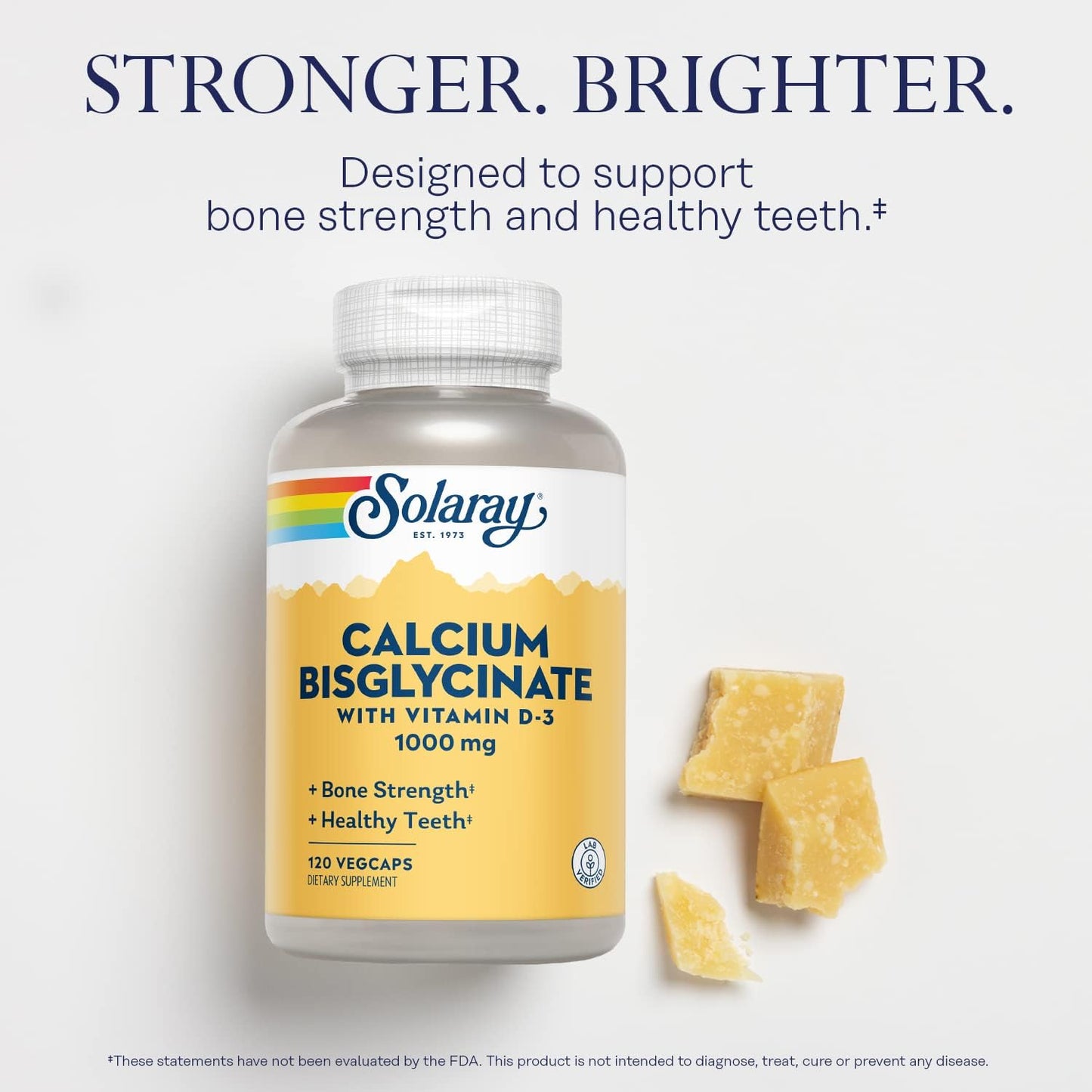 High Absorption Calcium Bisglycinate 1000mg with Vitamin D-3 - Chelated Supplement for Bone Strength, Teeth Support - 30 Servings, 120 VegCaps