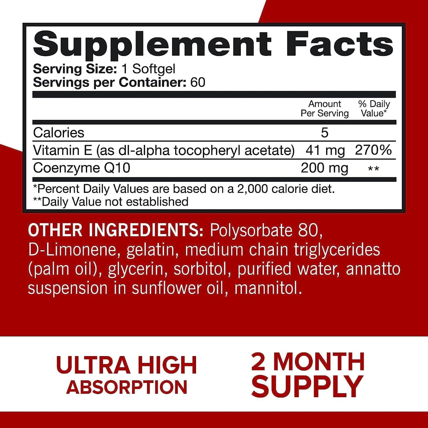High Absorption CoQ10 200mg Softgels + Omega 3 Fish Oil Mini Softgels - 2 Month Coenzyme Q10 Supply, 60 Count + 3 Month Omega 3 Supply, 180 Count