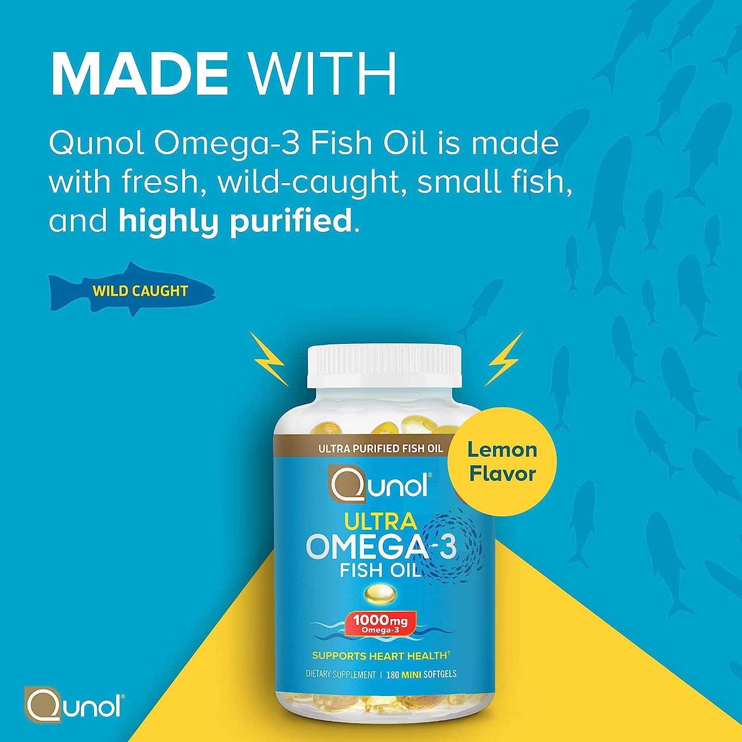 High Absorption CoQ10 200mg Softgels + Omega 3 Fish Oil Mini Softgels - 2 Month Coenzyme Q10 Supply, 60 Count + 3 Month Omega 3 Supply, 180 Count