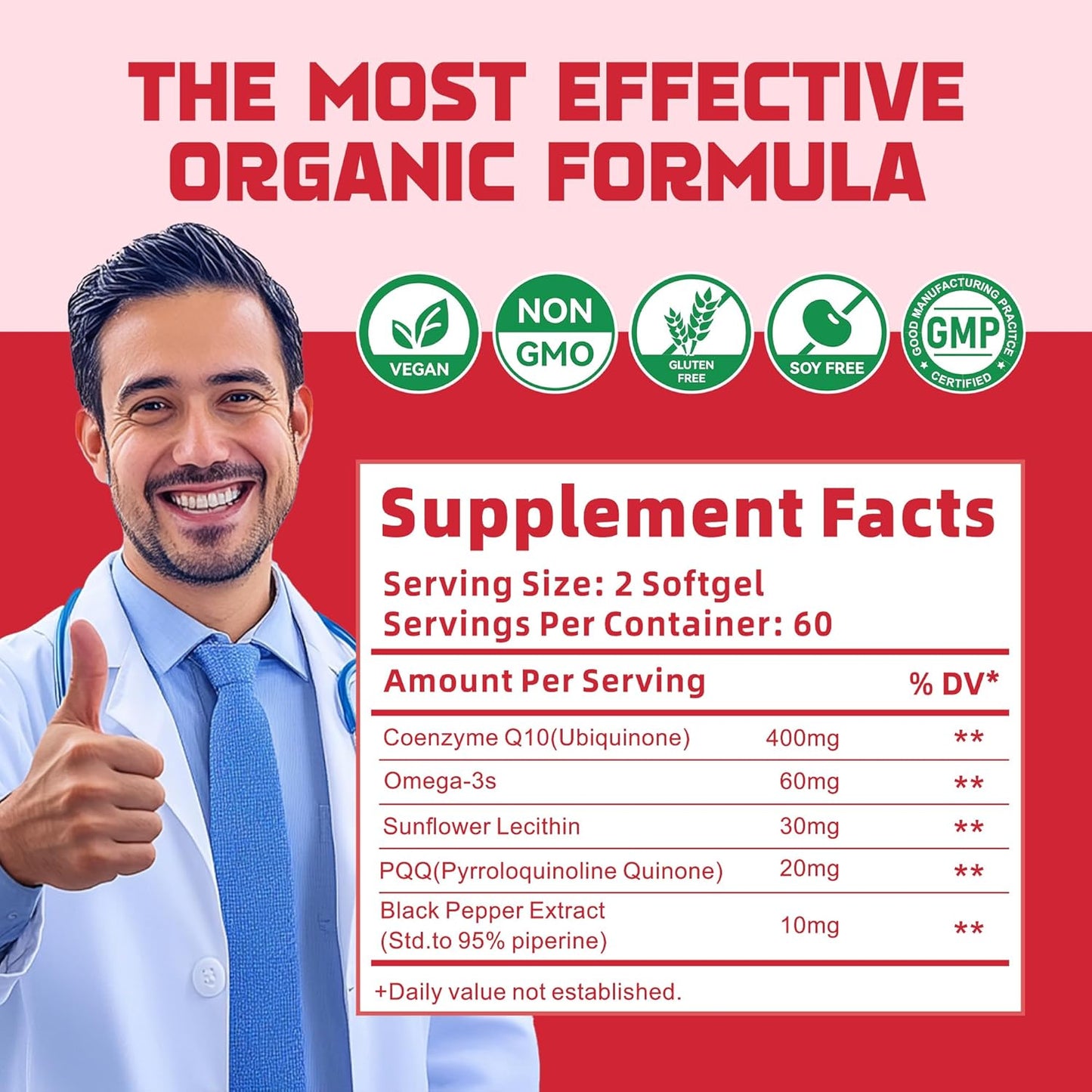 High-Absorption CoQ10 400mg Softgels with PQQ, BioPerine, and Omega-3 - Powerful Antioxidant for Heart and Energy Production - 120 Servings - BoostGo Australia