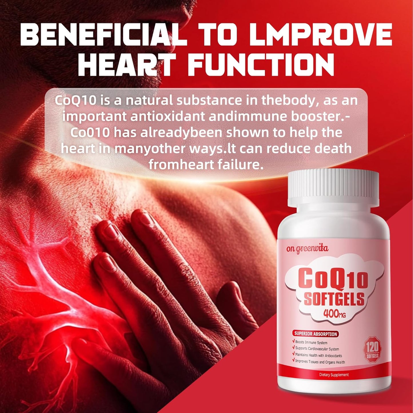 High-Absorption CoQ10 400mg Softgels with PQQ, BioPerine, and Omega-3 - Powerful Antioxidant for Heart and Energy Production - 120 Servings - BoostGo Australia