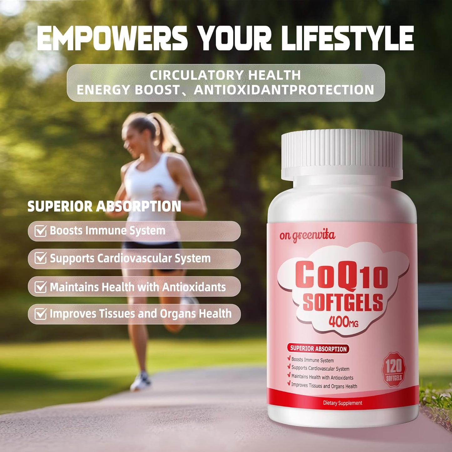 High-Absorption CoQ10 400mg Softgels with PQQ, BioPerine, and Omega-3 - Powerful Antioxidant for Heart and Energy Production - 120 Servings - BoostGo Australia