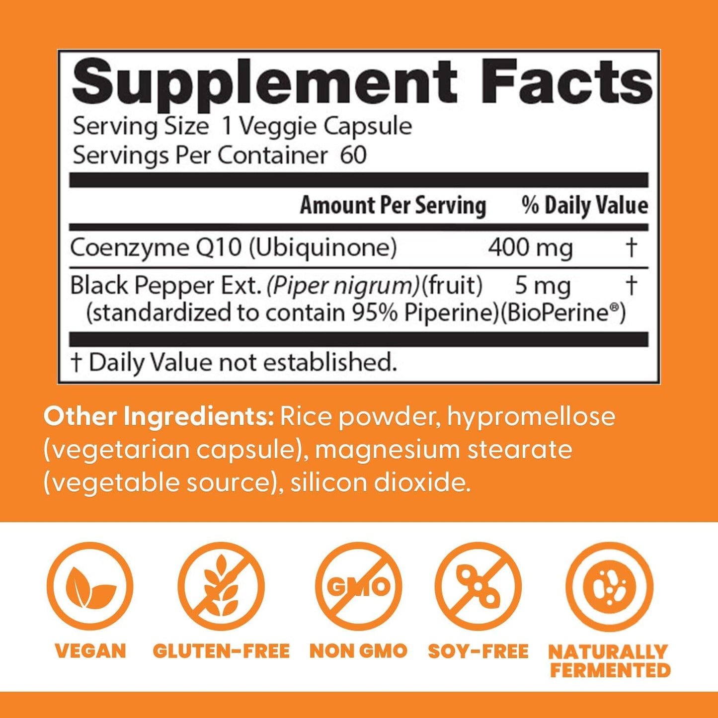 High Absorption CoQ10 for Heart & Energy Support - USP Verified, Non-GMO, Gluten-Free, Vegan - 60 Veggie Capsules