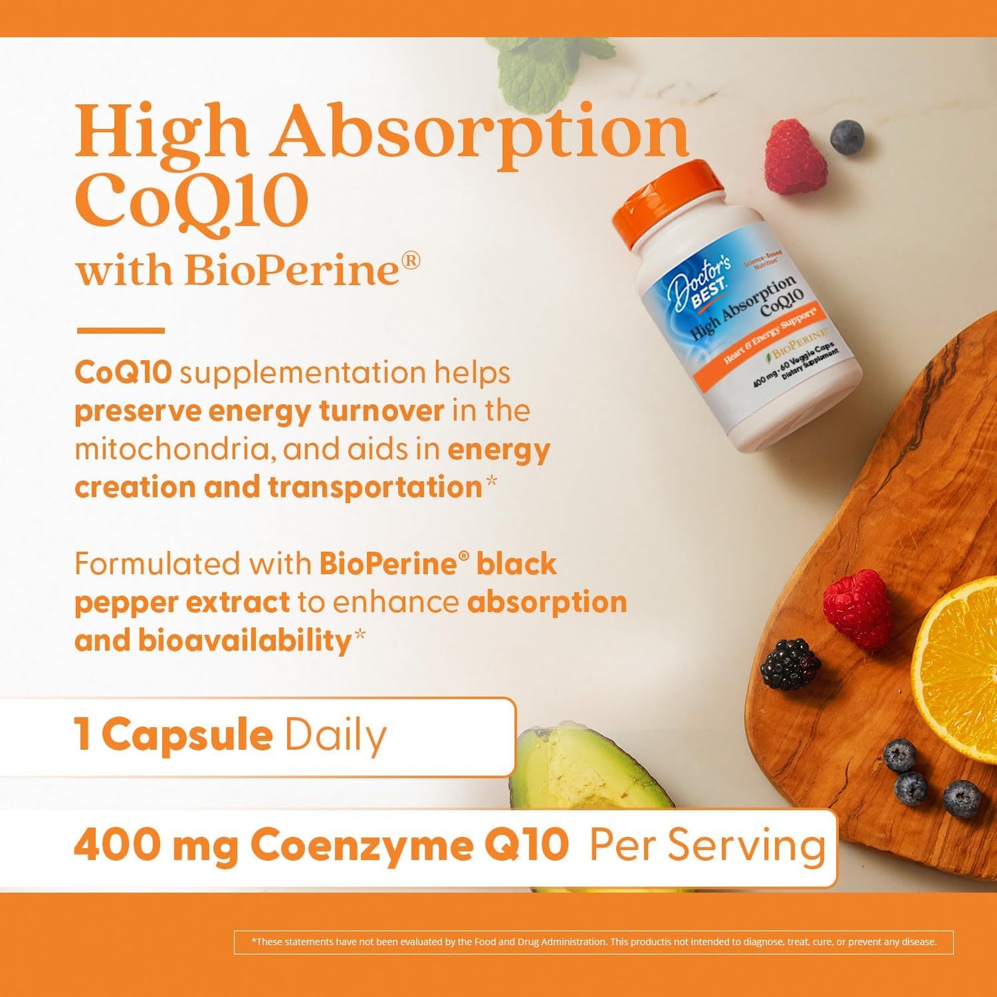 High Absorption CoQ10 for Heart & Energy Support - USP Verified, Non-GMO, Gluten-Free, Vegan - 60 Veggie Capsules