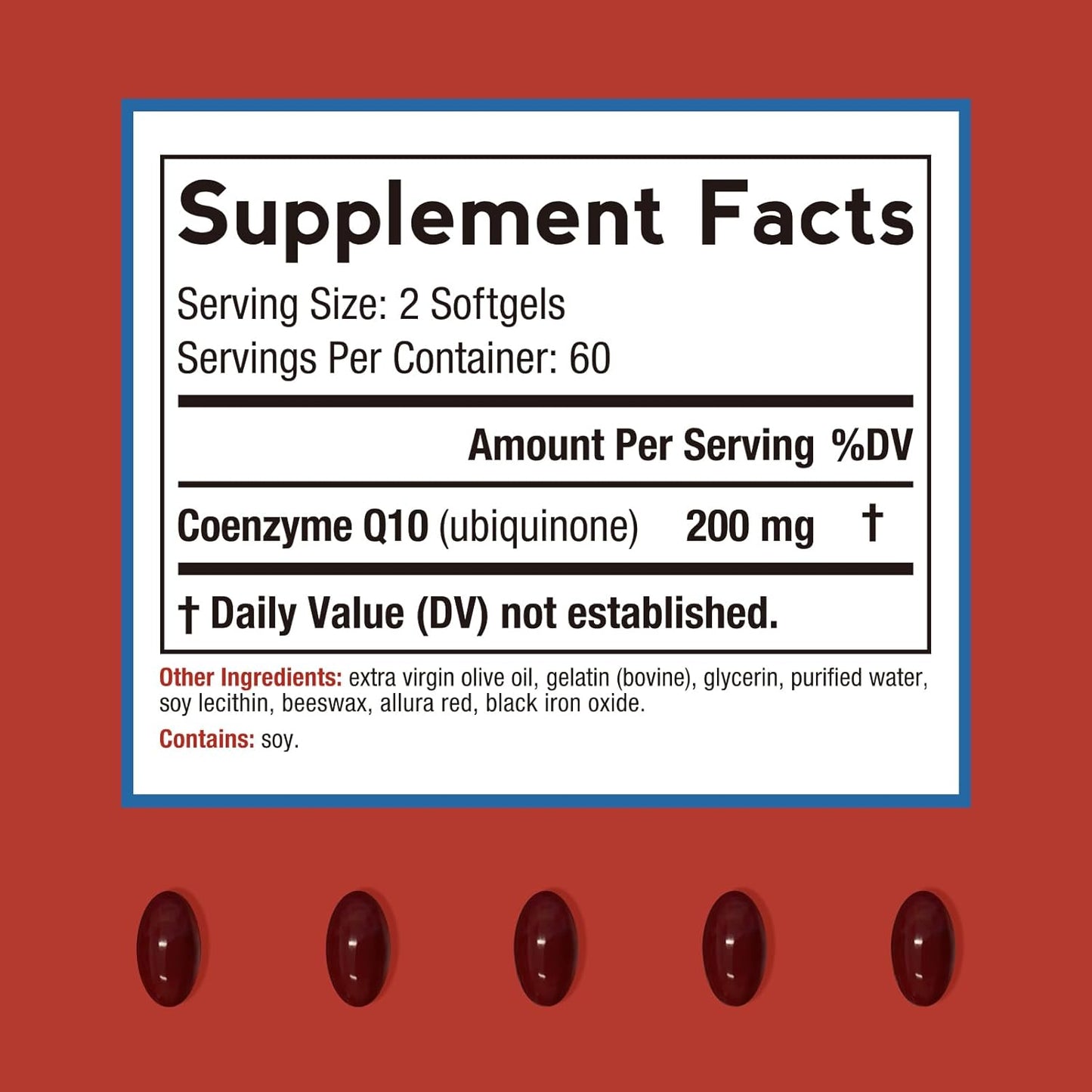 High Absorption CoQ10 Supplement with Olive Oil for Heart Health - 200mg, 120 Softgels