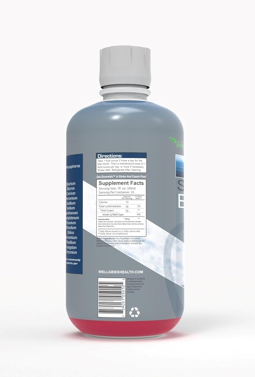 High Absorption Coral Calcium Liquid Vitamin Supplement with Sea Berry Flavor - 32 Fl Oz (4 Pack)