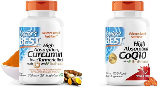 High Absorption Curcumin & CoQ10 with BioPerine for Heart Health, Gluten Free & Naturally Fermented