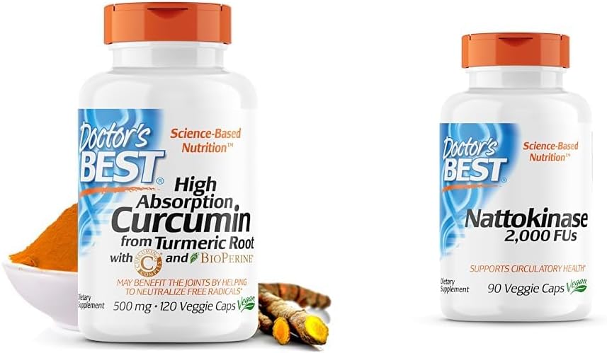 High Absorption Curcumin with C3 Complex, BioPerine, and Nattokinase - 500mg Turmeric Root Supplement for Heart and Circulatory Health