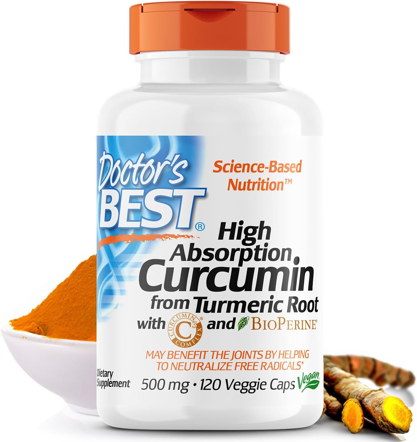 High Absorption Curcumin with C3 Complex, BioPerine, and Nattokinase - 500mg Turmeric Root Supplement for Heart and Circulatory Health