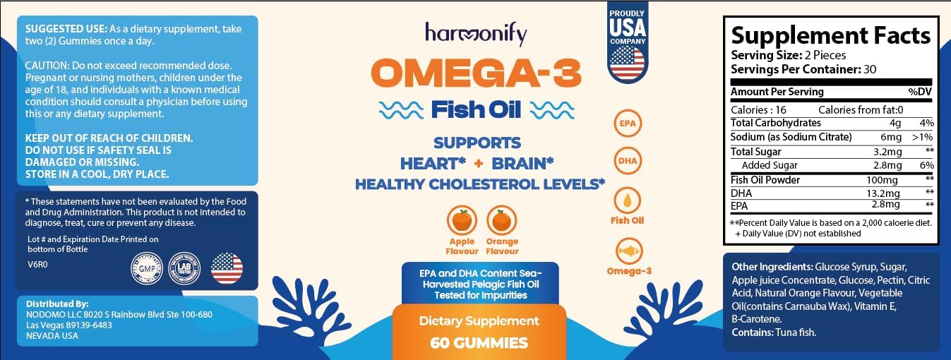 High Absorption Fish Oil Omega 3 Softgels with DHA & EPA, Lemon Flavor, Non-GMO - Made in USA