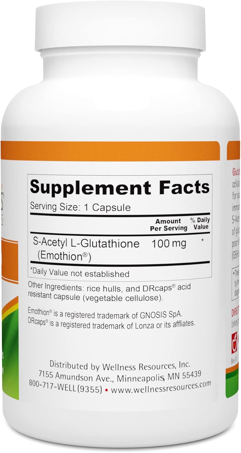 High Absorption Glutathione Ultra Supplement for Cellular Health - S-Acetyl L-Glutathione Antioxidant Detox - Non-GMO, Gluten-Free - 90 Capsules