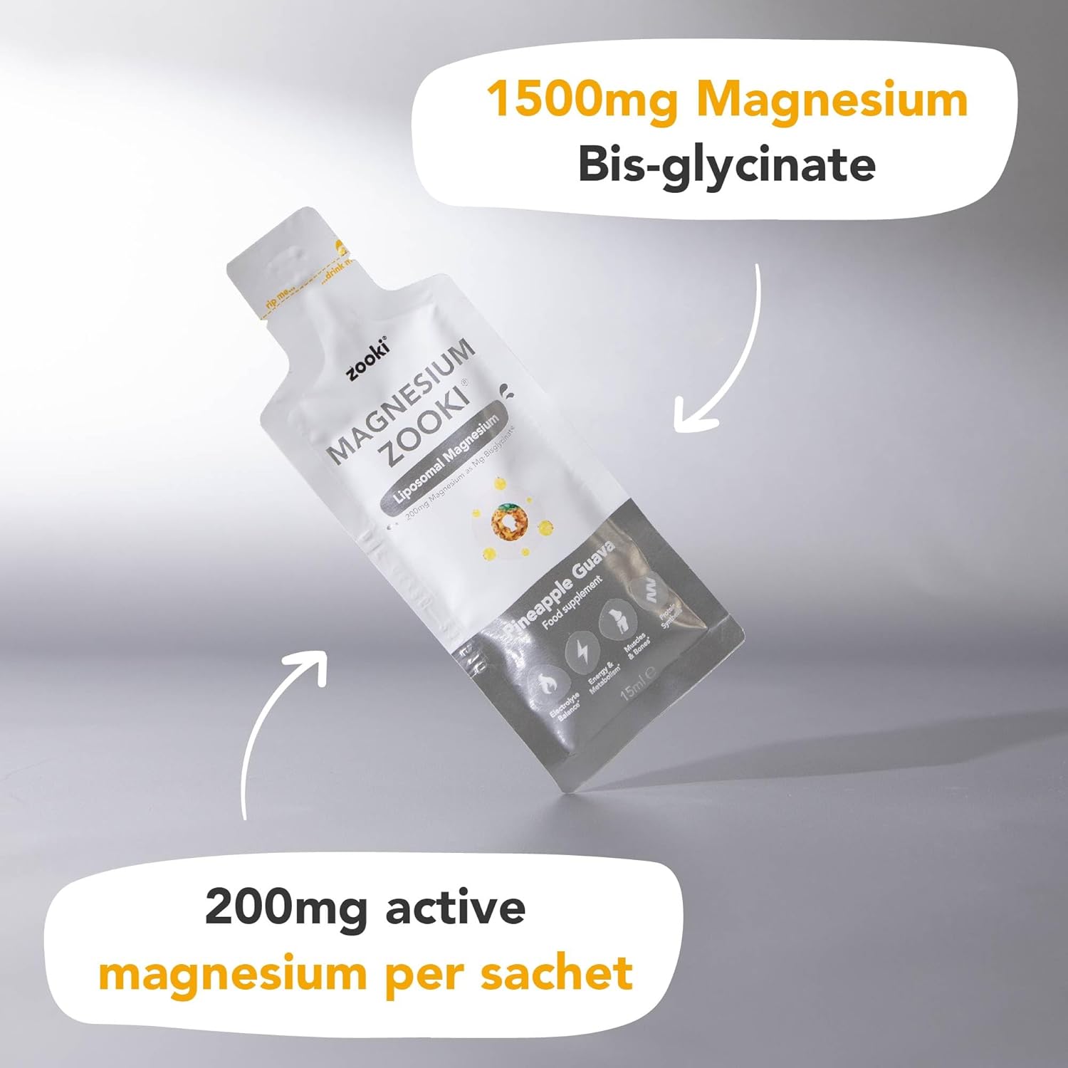 High Absorption Liposomal Magnesium Glycinate Liquid - 1500mg, Sugar-Free, Vegan - Sleep, Stress, Muscle Cramps - 14 Servings