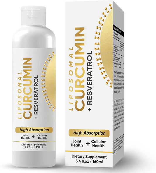 High Absorption Liposomal Turmeric Curcumin Supplement with Ginger for Joint Comfort & Cellular Health Support