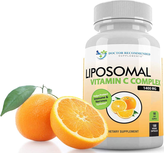 High Absorption Liposomal Vitamin C 1400mg - 180 Veggie Capsules - Immune Support & Collagen Booster - Doctor Recommended