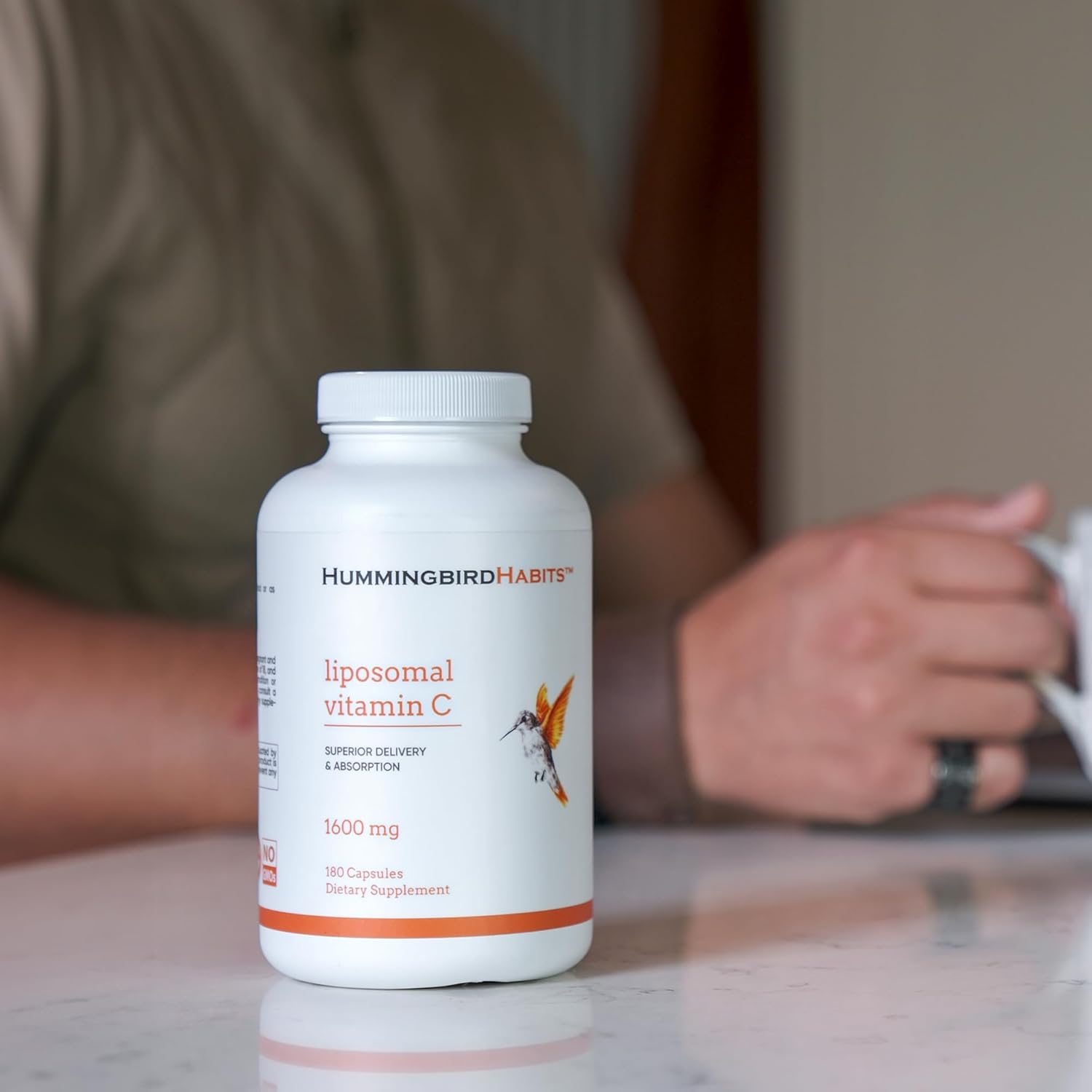 High Absorption Liposomal Vitamin C 1600mg for Immune Support, Antioxidant Supplement for Collagen Synthesis, Joint Health & Skin - 180 Vegan Capsules