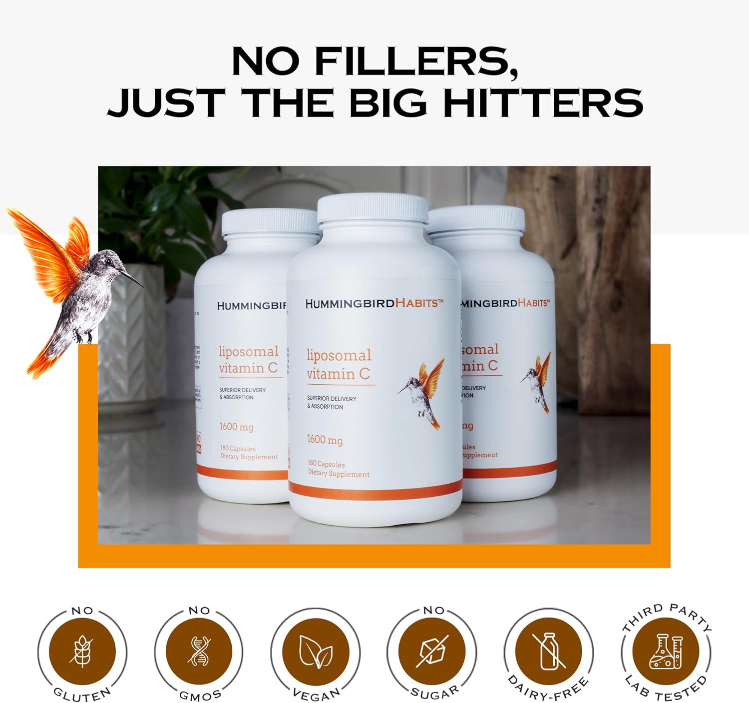 High Absorption Liposomal Vitamin C 1600mg for Immune Support, Antioxidant Supplement for Collagen Synthesis, Joint Health & Skin - 180 Vegan Capsules