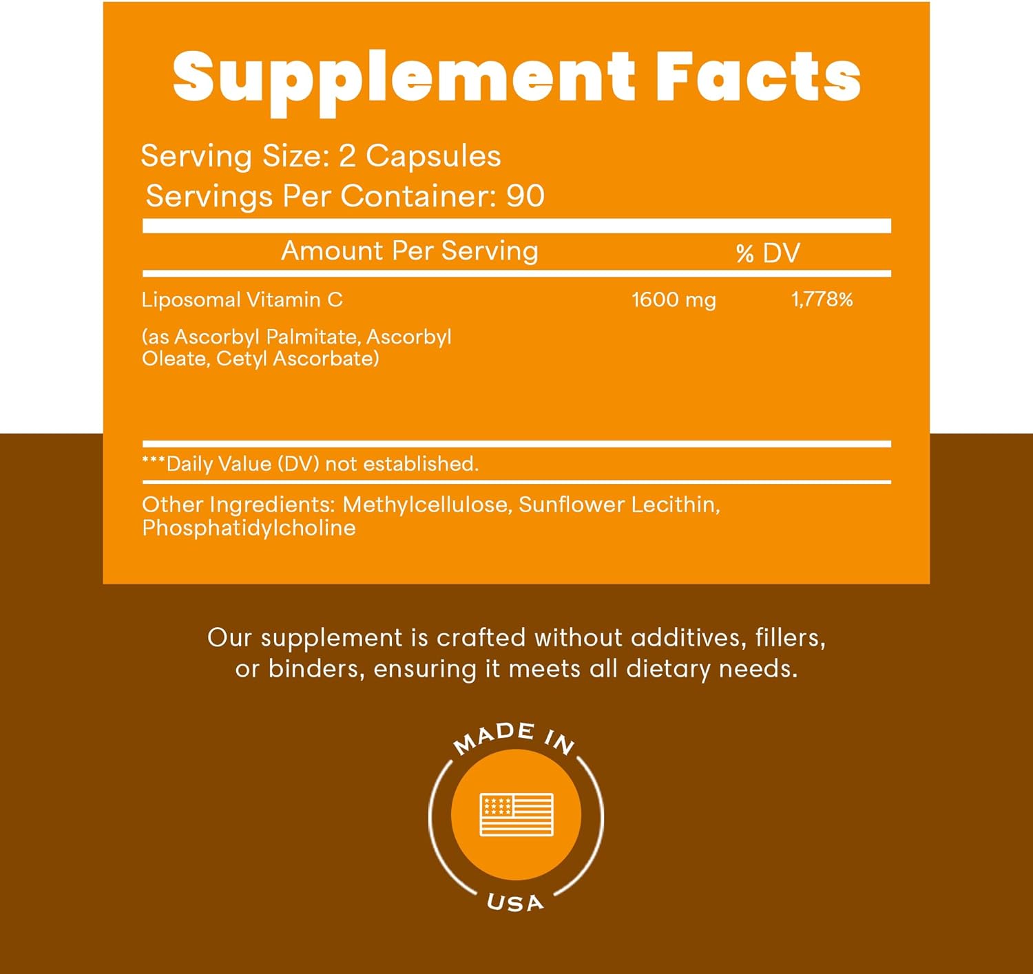 High Absorption Liposomal Vitamin C 1600mg for Immune Support, Antioxidant Supplement for Collagen Synthesis, Joint Health & Skin - 180 Vegan Capsules