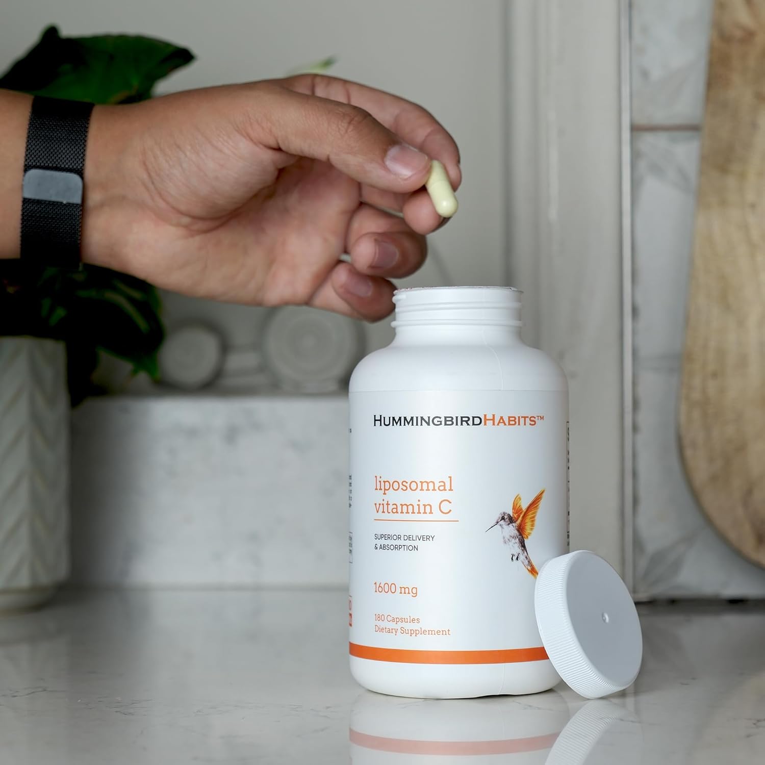 High Absorption Liposomal Vitamin C 1600mg for Immune Support, Antioxidant Supplement for Collagen Synthesis, Joint Health & Skin - 180 Vegan Capsules