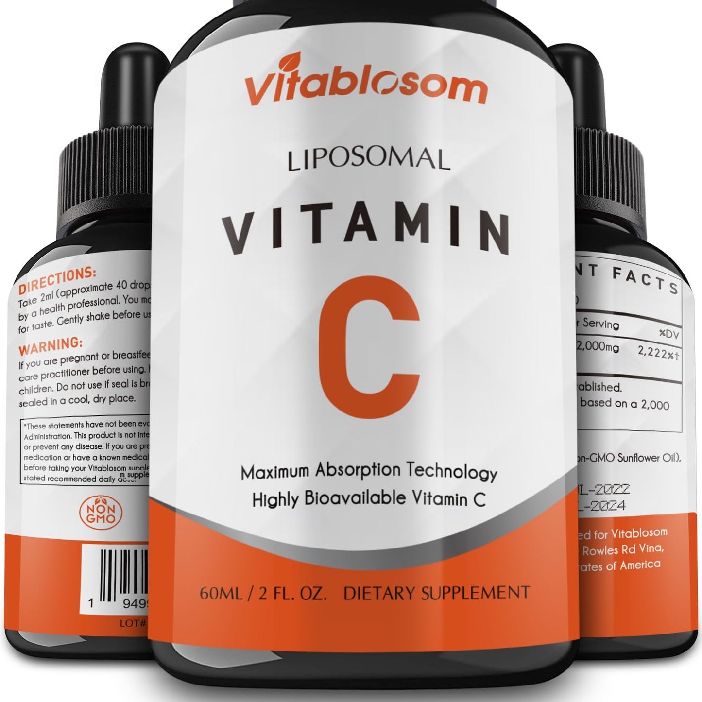 High Absorption Liposomal Vitamin C 2000mg Liquid Supplement for Immune System & Antioxidant Support - 60ML - BoostGo Australia