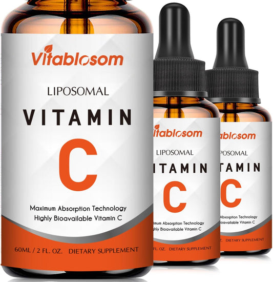 High Absorption Liposomal Vitamin C 2000mg Liquid for Adults - Boost Immunity & Antioxidant Defense with Maximized VIT C - 60ML (Pack of 3)