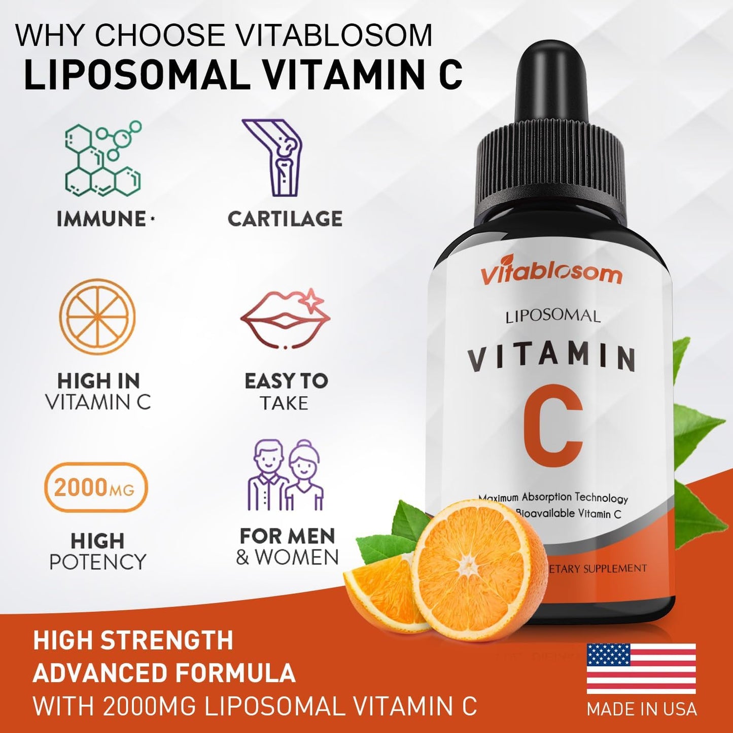 High Absorption Liposomal Vitamin C 2000mg Liquid Supplement for Immune System & Antioxidant Support - 60ML - BoostGo Australia