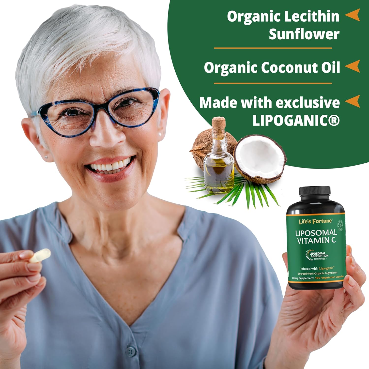 High Absorption Liposomal Vitamin C 2100mg Capsules - Immune System Support & Antioxidant Formula - Collagen Booster - 180 Count