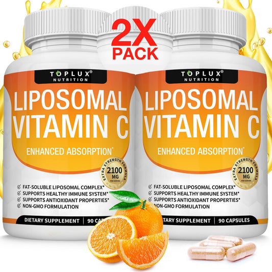 High Absorption Liposomal Vitamin C 2100mg for Immune Support & Collagen Booster - Powerful Antioxidant with MCT Oil & Sunflower Lecithin - Vegan Non-GMO Formula