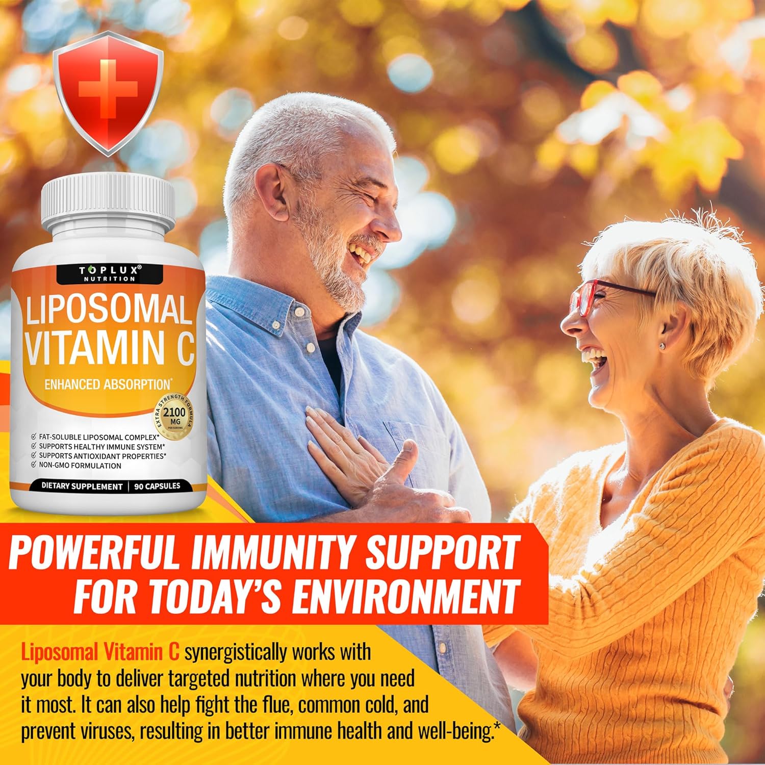 High Absorption Liposomal Vitamin C 2100mg for Immune Support & Collagen Booster - Powerful Antioxidant with MCT Oil & Sunflower Lecithin - Vegan Non-GMO Formula