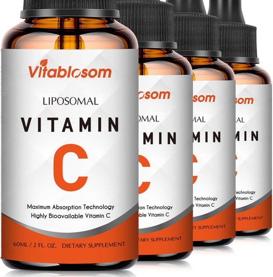 High Absorption Liposomal Vitamin C Liquid 2000mg for Adults - Immune System & Antioxidant Support - Maximize Vitamin C - 60ML (4 Bottles)