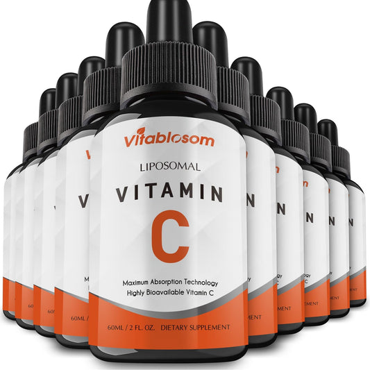 High Absorption Liposomal Vitamin C Liquid 2000mg for Adults - Immune System Boost & Antioxidant Support - 60ML (10 Bottles)