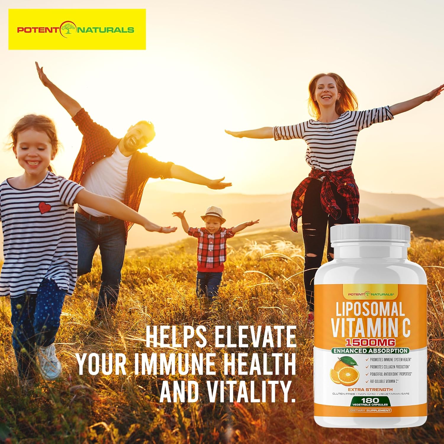 High Absorption Liposomal Vitamin C Supplement - 1500mg Ascorbic Acid Capsules for Immune Support & Collagen Production - 180 Count