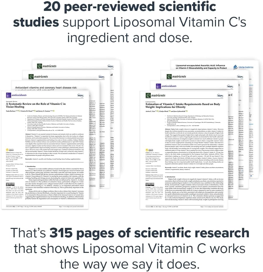 High Absorption Liposomal Vitamin C Supplement for Immune System Support - 60 Capsules for Women & Men