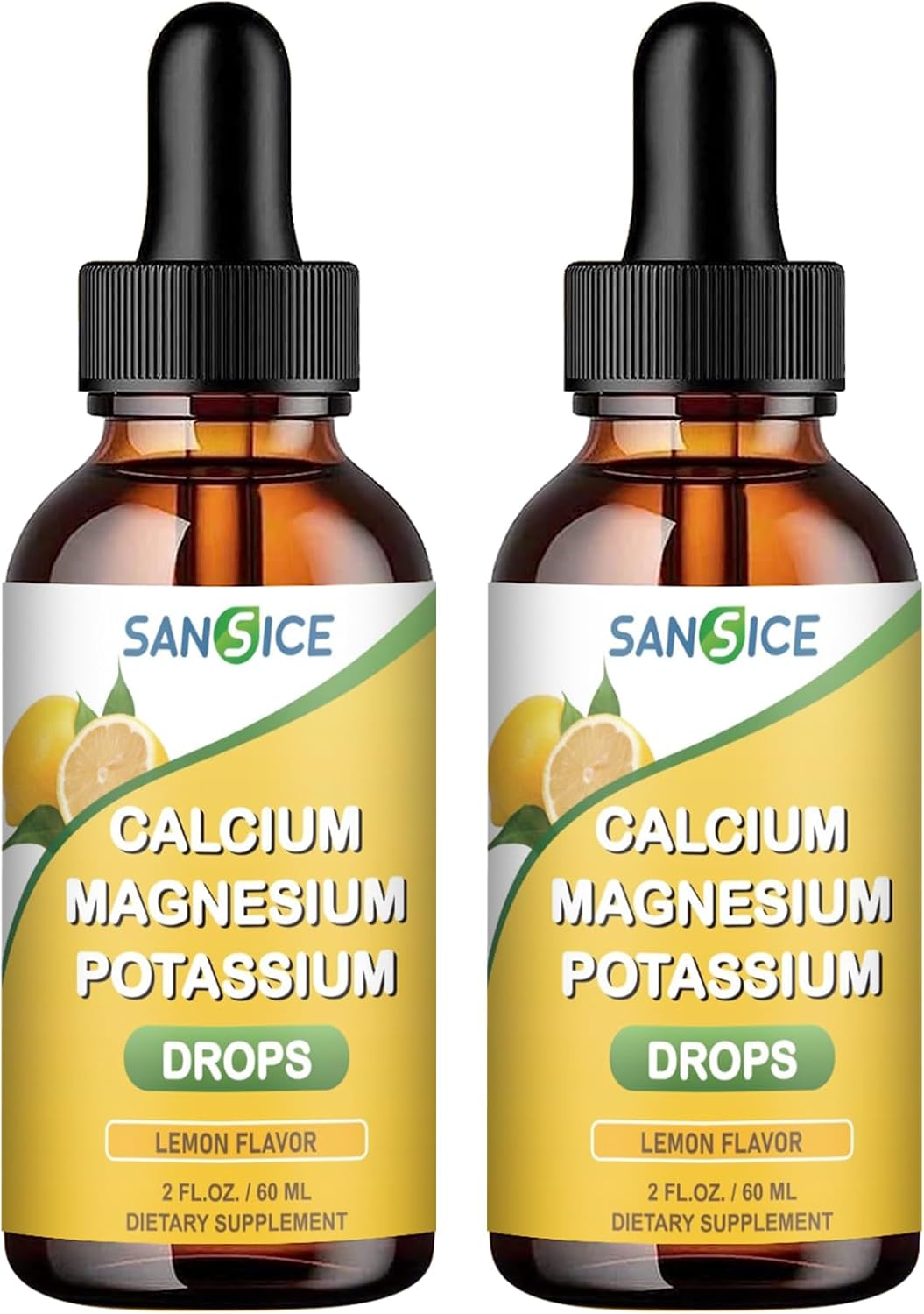 High Absorption Liquid Mineral Supplement Drops with Calcium, Potassium, and Magnesium for Energy, Sleep, and Relaxation - 2 Pack