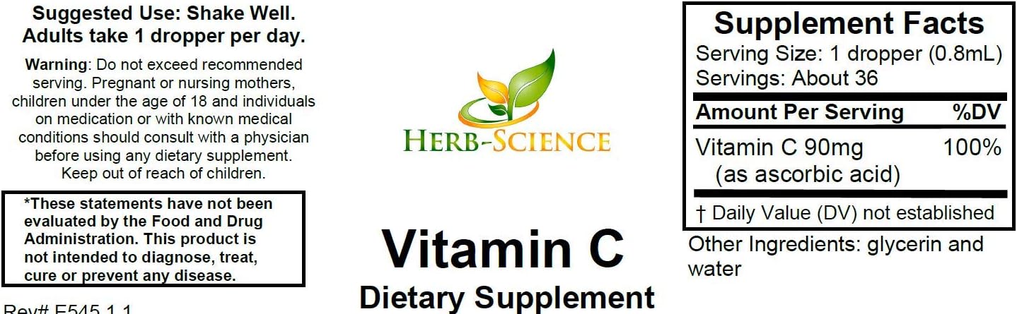 High Absorption Liquid Vitamin C with Herb-Science Technology - Antioxidant Supplement for Immune System Support, Fat Soluble, Alcohol-Free Formula