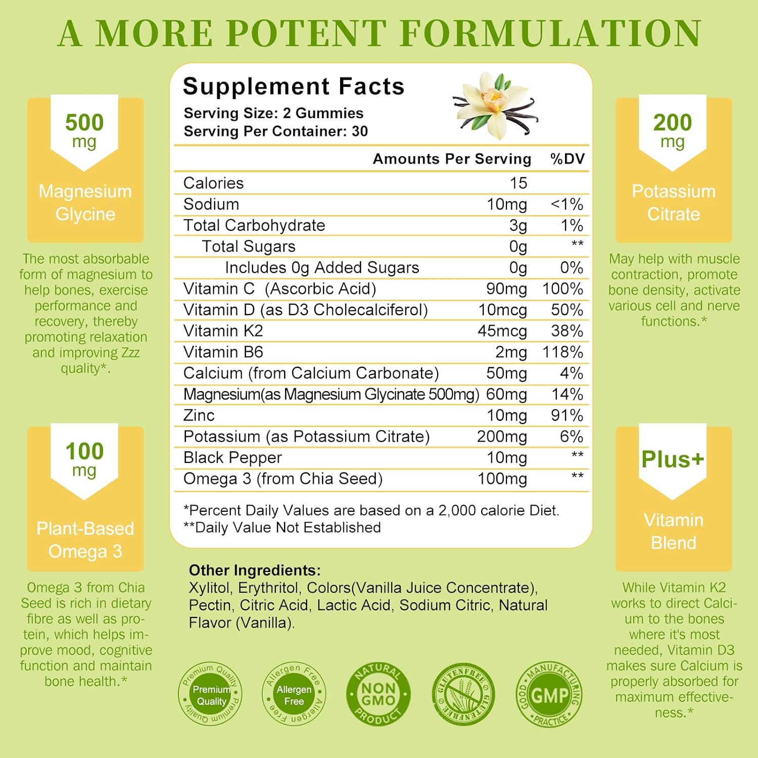 High Absorption Lukaree Potassium Magnesium Gummies with Omega 3, B6, D3, K2 & Calcium - Chewable Gummy for Leg Cramps, Immunity & Energy - 60 Count