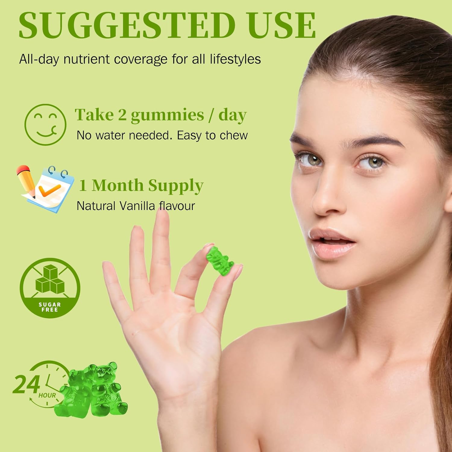 High Absorption Lukaree Potassium Magnesium Gummies with Omega 3, B6, D3, K2 & Calcium - Chewable Gummy for Leg Cramps, Immunity & Energy - 60 Count