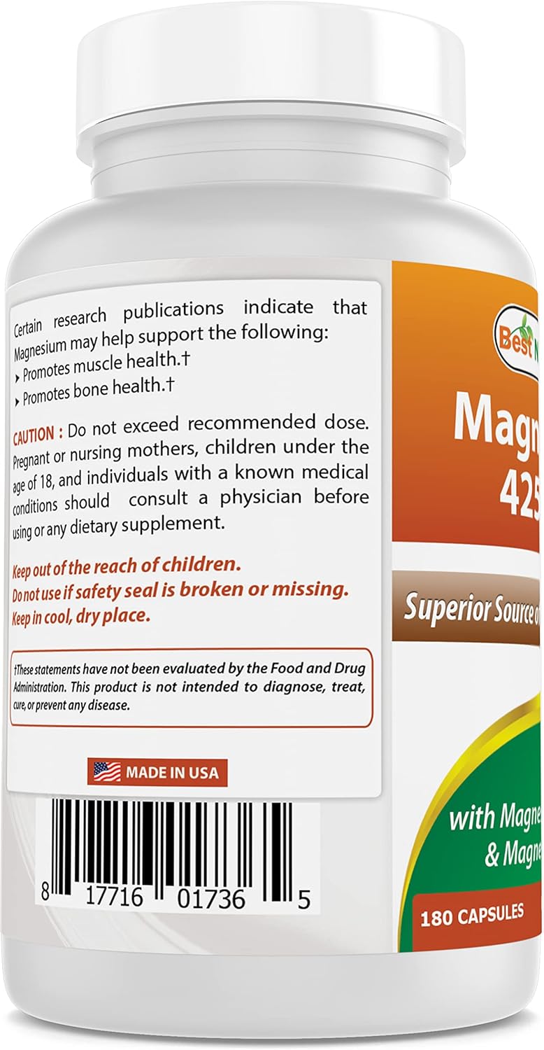 High Absorption Magnesium 425mg - 540 Veggie Capsules, Chelated Glycinate & Oxide, Non-GMO, Gluten Free for Muscle Relaxation - BoostGo Australia