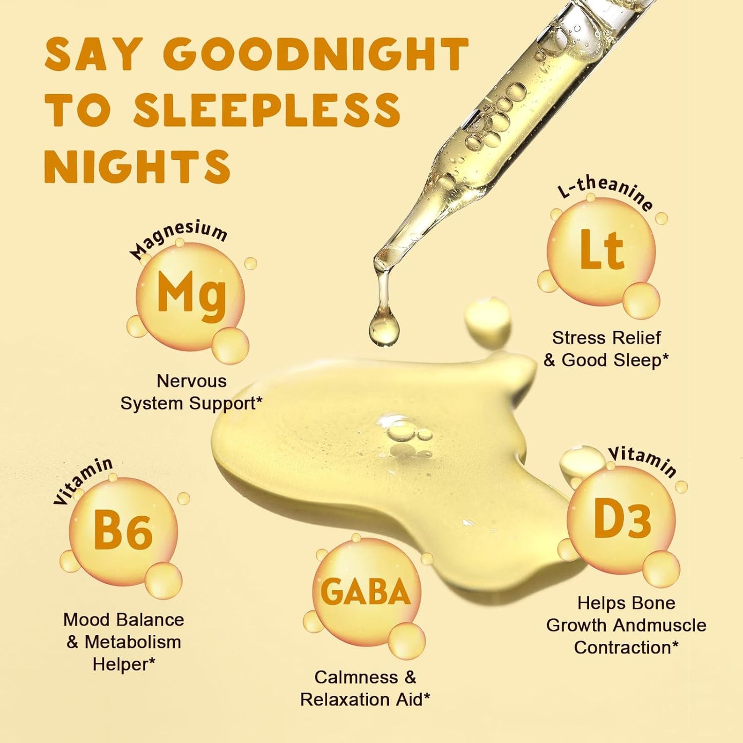 High Absorption Magnesium Complex Drops with GABA, L-theanine, D3, B6 - 1200mg Liquid Pineapple 2oz - Calm, Sleep, Relax