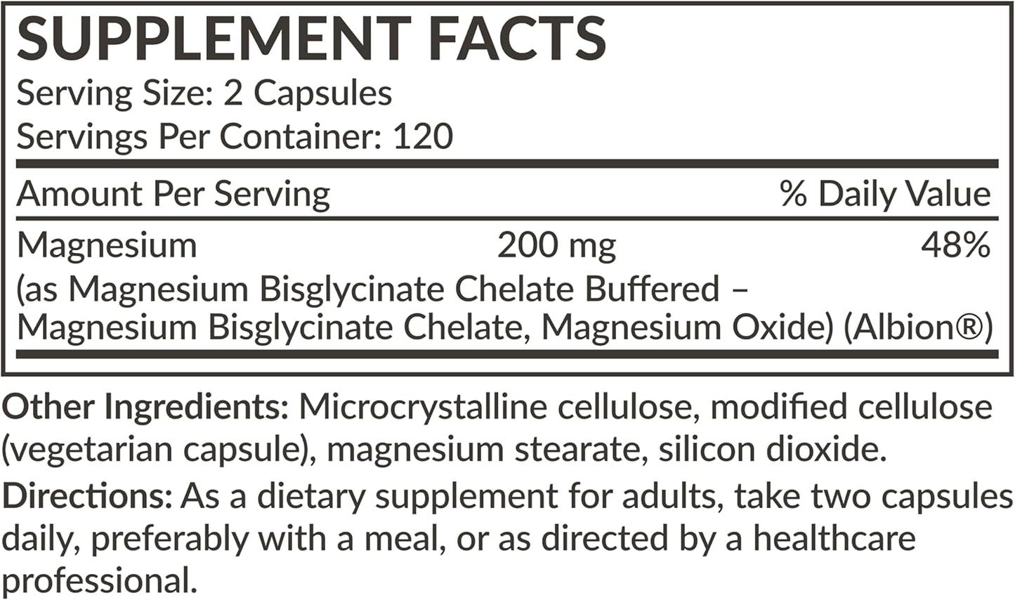 High Absorption Magnesium Glycinate 200 MG per Serving, Chelated for Gentle Stomach, Non-GMO | 240 Vegetarian Capsules by Futurebiotics