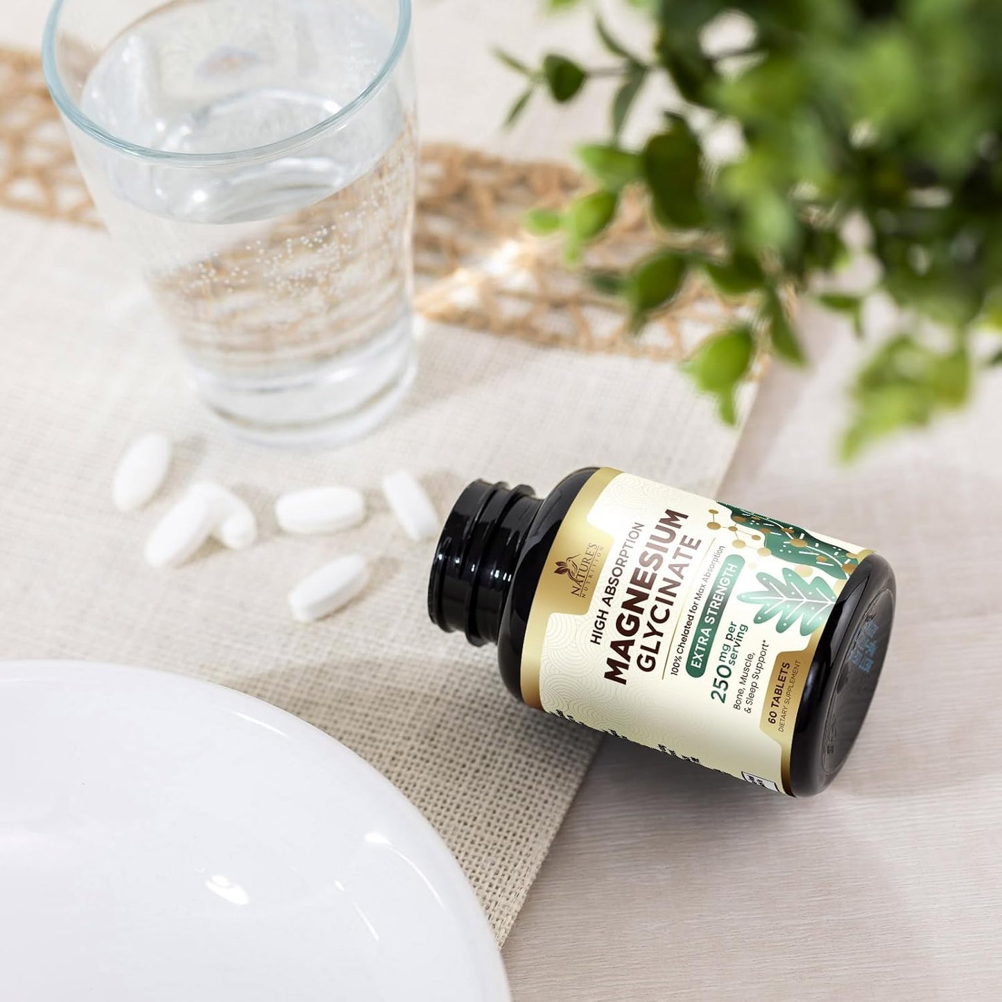 High Absorption Magnesium Glycinate 250mg Capsules - Vegan & Non-GMO - 60 Count