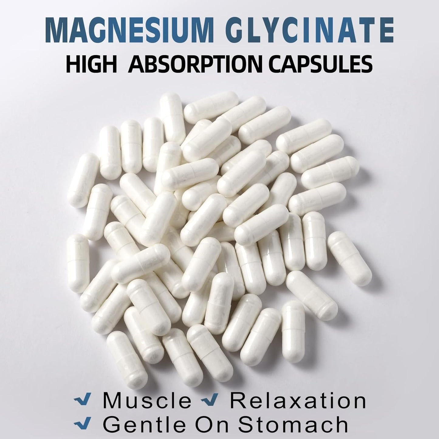 High Absorption Magnesium Glycinate 400 MG Chelated, Gentle On Stomach, Non-GMO - 180 Vegetarian Capsules