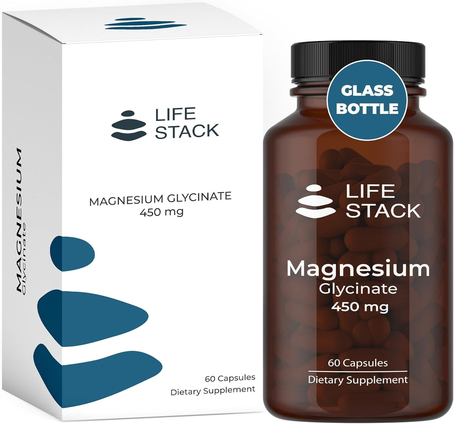 High Absorption Magnesium Glycinate 450mg Capsules for Muscle, Stress, and Bone Health - Non-GMO & Gluten-Free Formula - 60 Count