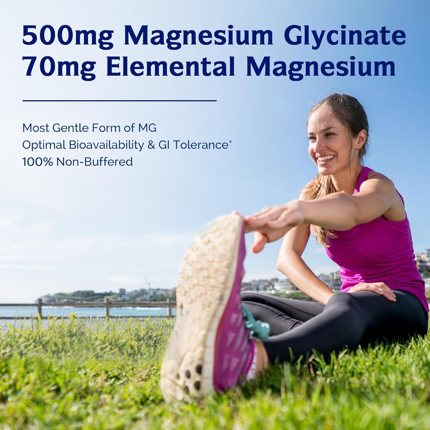 High Absorption Magnesium Glycinate 500mg | 70mg Elemental Magnesium | Non-GMO, Non-Buffered | Nerve, Muscle, Bone, Heart Health | 240 Capsules, 8 Months Supply