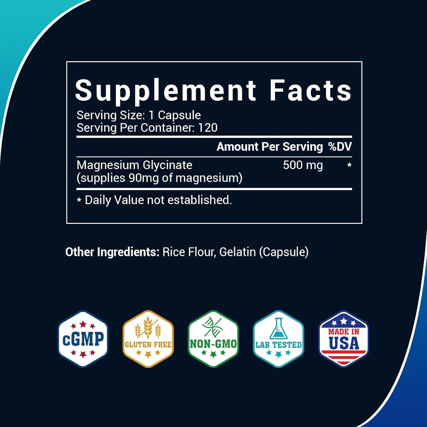 High Absorption Magnesium Glycinate 500mg Capsules for Sleep, Stress, and Relaxation - 120 Capsules for Nerve, Muscle, Bone, and Heart Health