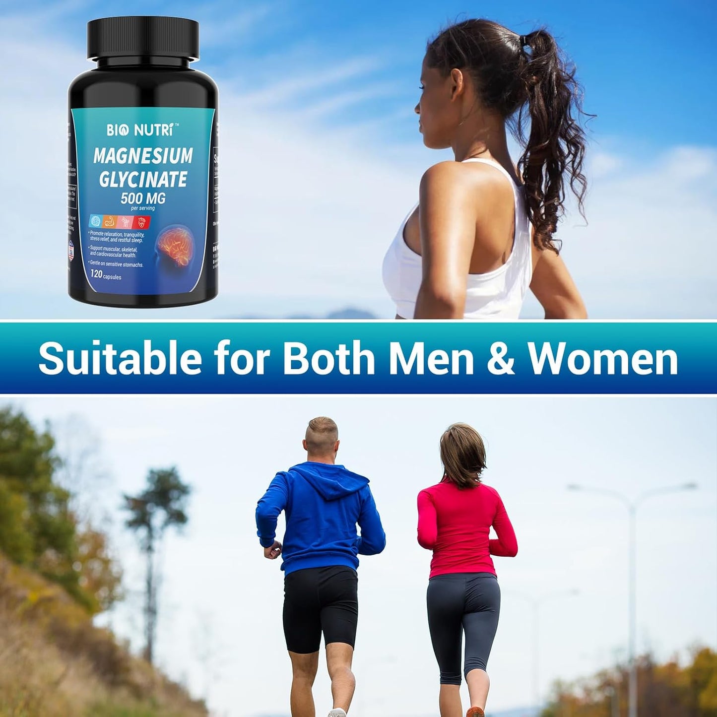 High Absorption Magnesium Glycinate 500mg Capsules for Sleep, Stress, and Relaxation - 120 Capsules for Nerve, Muscle, Bone, and Heart Health