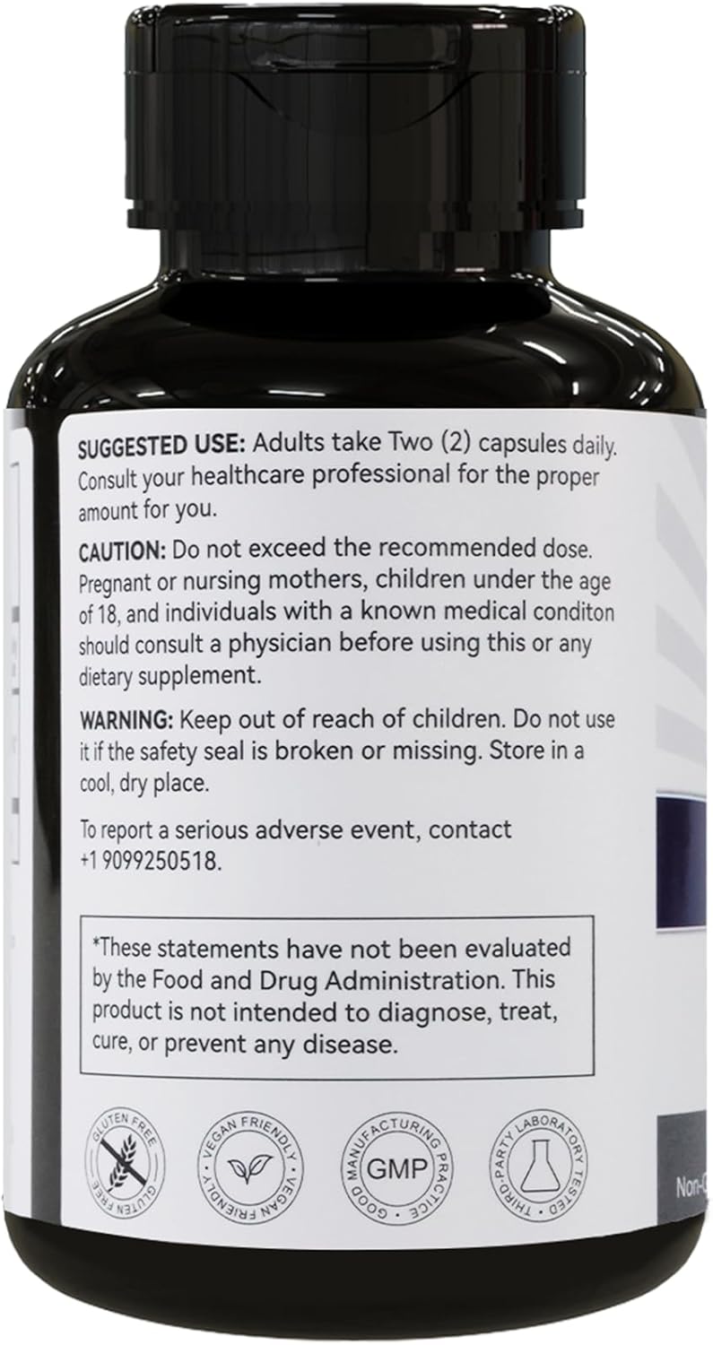 High Absorption Magnesium Glycinate Capsules - 1270mg Supplement with 380mg Magnesium - Non-GMO, Gluten-Free - 120 Capsules