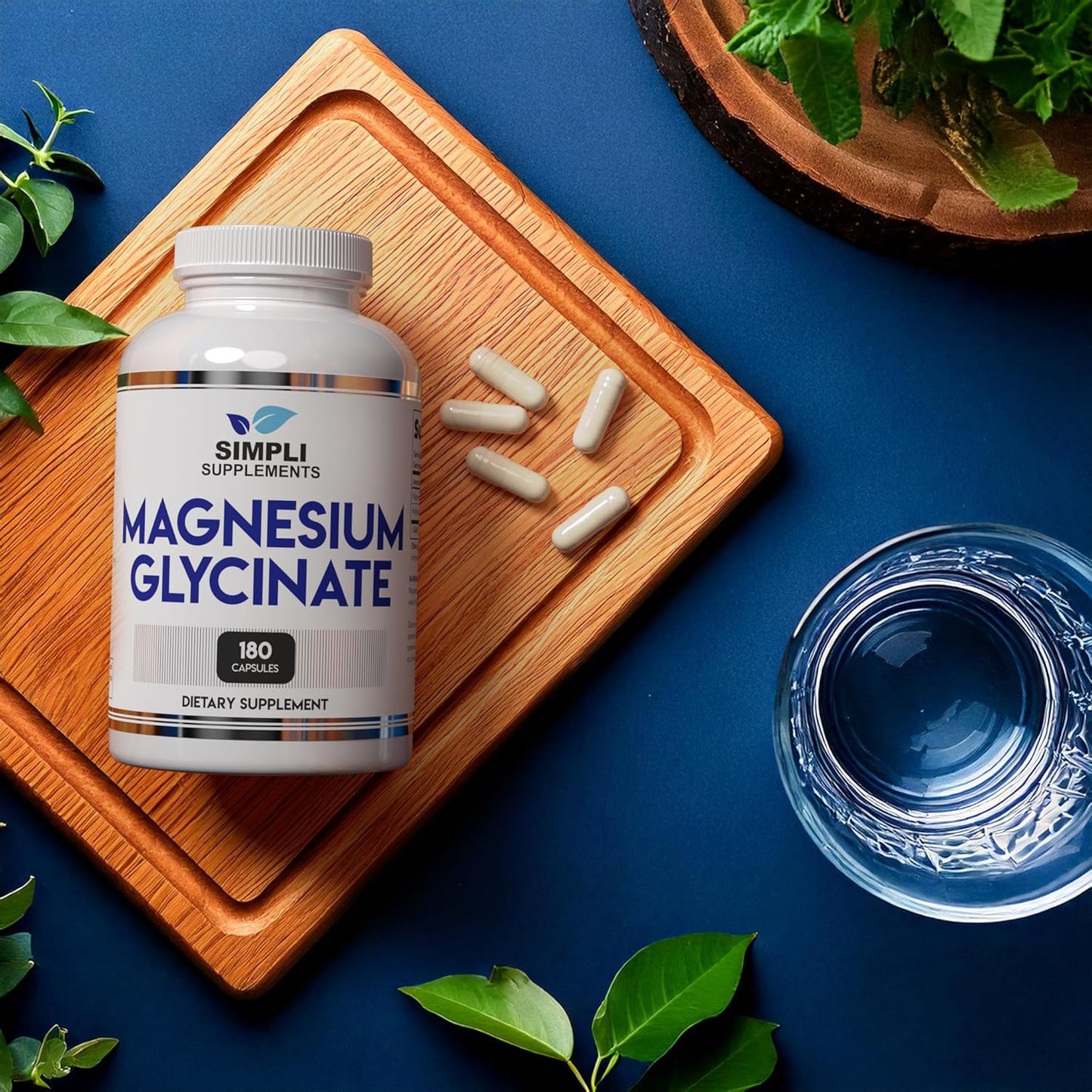 High Absorption Magnesium Glycinate Capsules for Sleep | Vegan | 180 Count | 400mg Magnesium Glycinate Supplements by Simpli