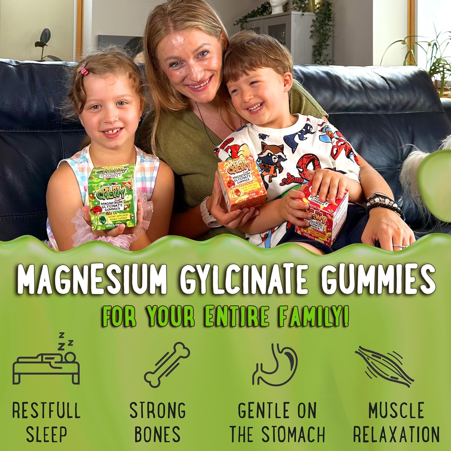 High Absorption Magnesium Glycinate Gummies 400MG with B6 & D3 - Sleep, Calm, Muscle Relaxation - Gelatin Free - 120 Count